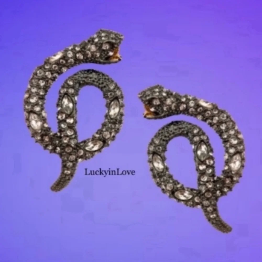 ALEXIS BITTAR • Vanitas Gunmetal Crystal Coiled Striking Serpent Snake Earrings